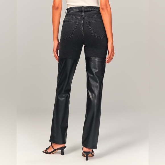 Abercrombie & Fitch Mixed Fabric Ultra High Rise 90s Straight Jean, Size 34/18 - Picture 6 of 12